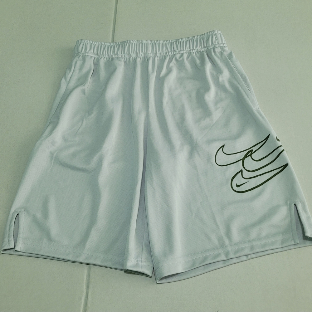 Nike Boy's White Athletic Shorts with Triple Swoosh